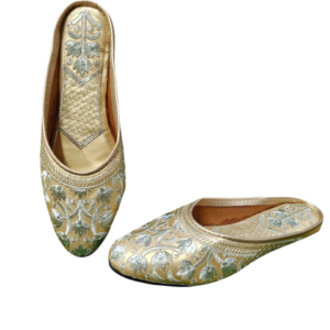 Gold Embroidered Traditional Jutti for Women | Ethnic Festive Flat Footwear