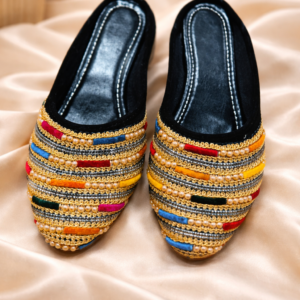 Handmade Multicolor Beaded Ethnic Jutti – Women Festive Punjabi Mojari Flats